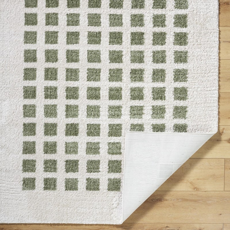 Livabliss Scandinavian Fossay Shag Checkered Washable Area Rug