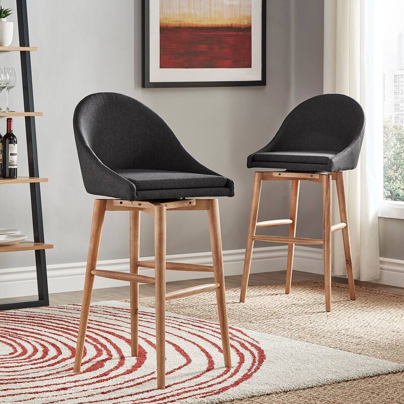 Natoma Natural MidCentury Wood Stools (Set of 2) iNSPIRE Q Modern On