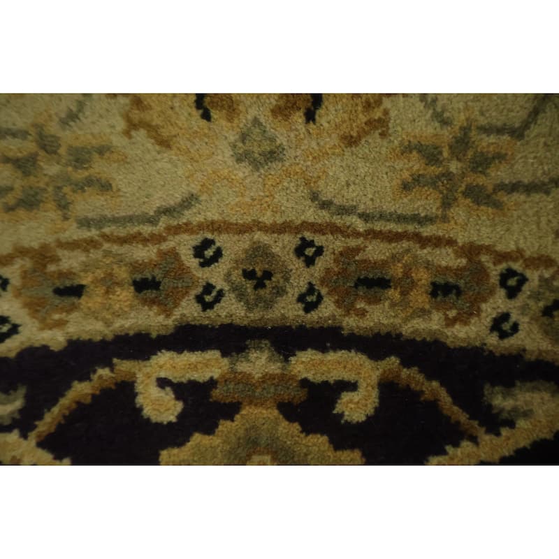 Hand Knotted Oriental 100% Wool Carpet Traditional All-Over Black Agra Area Rug - 4' 0'' X 4' 0''