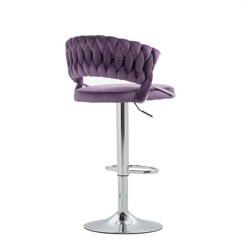 Set of 2 Bar Stool Adjustable Height with Swivel Seat