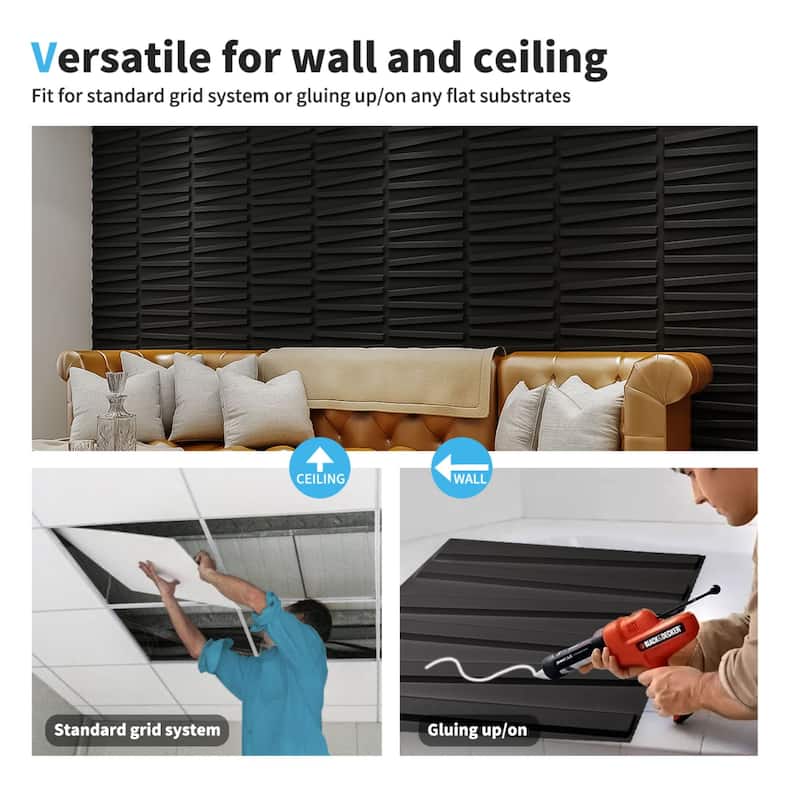 Art3d 12-pack PVC Textured 3D Wall Panels for Interior Wall Decor in Living Room,Bedroom, 32 Sq Ft - N/A