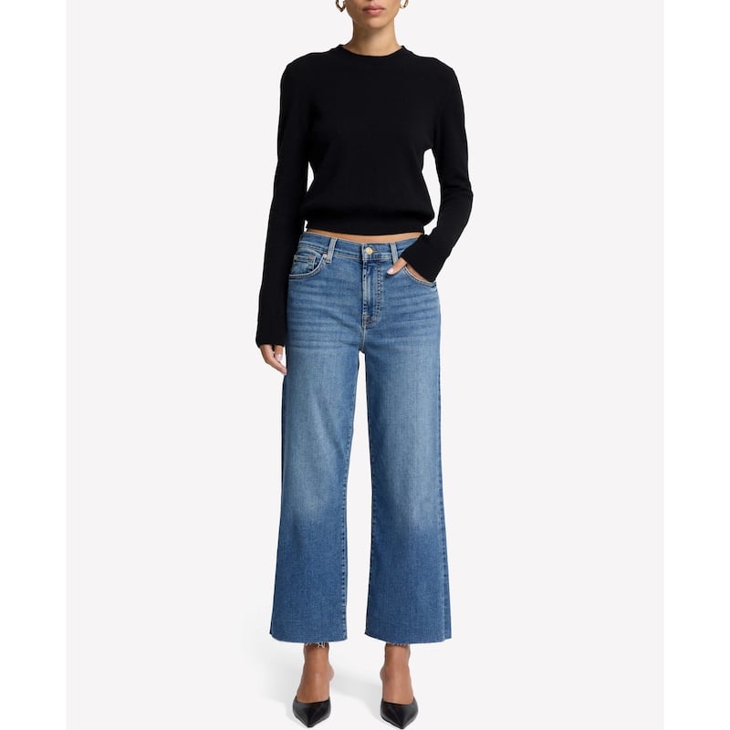 7 For All Mankind Women's Cropped Alexa High-Waisted Straight Leg Jeans