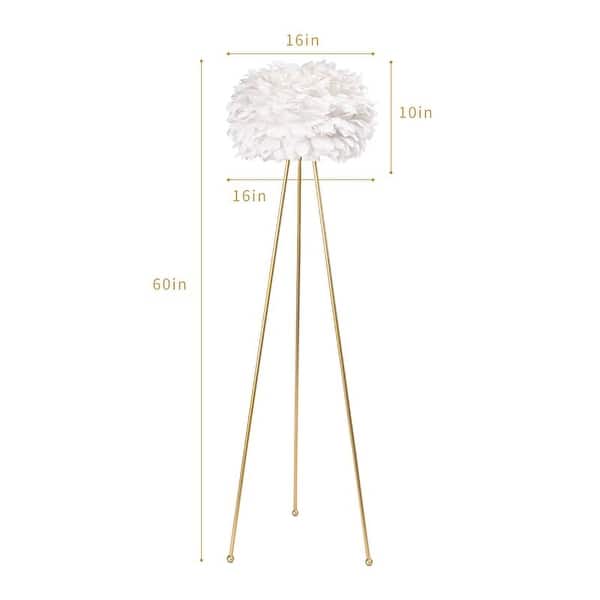 dimension image slide 1 of 2, Maxax 60" Tripod Feather Shade Floor Lamp