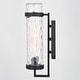preview thumbnail 7 of 6, VAXCEL Seymour 1-Light Textured Black Outdoor Wall Sconce made of Durable Metal, Clear Water Glass Shade, LED Compatible