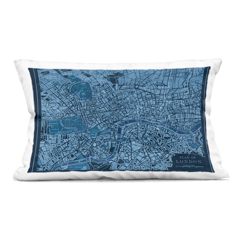 Stupell Blue Detailed London Map Decorative Printed Throw Pillow Design by Phillipa Katz - Accent - Polyester - Blue - Single