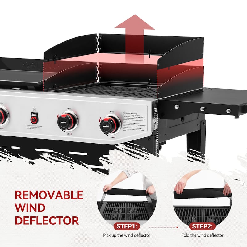 Royal Gourmet 4-Burner Gas Grill and Griddle Combo,Black & Silver