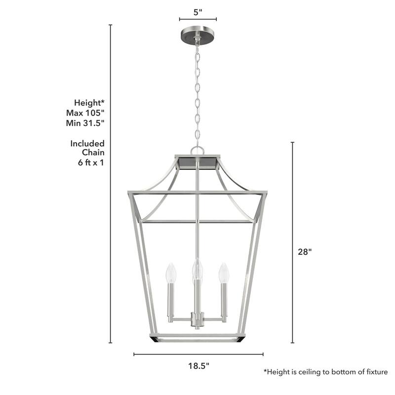 Hunter Laurel Ridge 18" 4-Light Lantern Pendant - Entry, Dining Room - Candle, Cage - Modern Farmhouse, Transitional