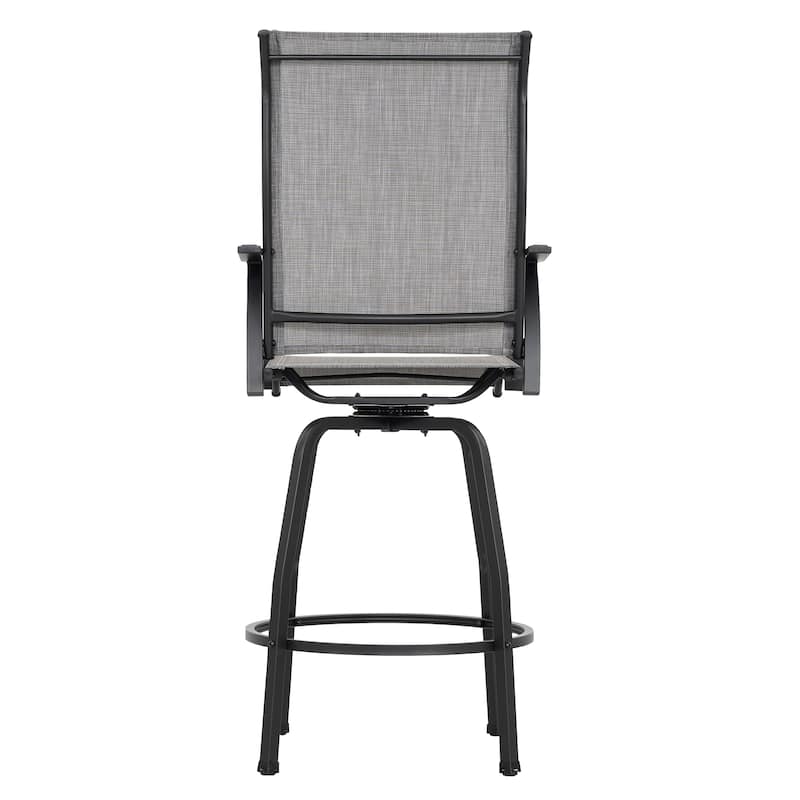 Nuu Garden Patio 2-Piece Textilene Swivel Bar Stools with High Backrest, Gray