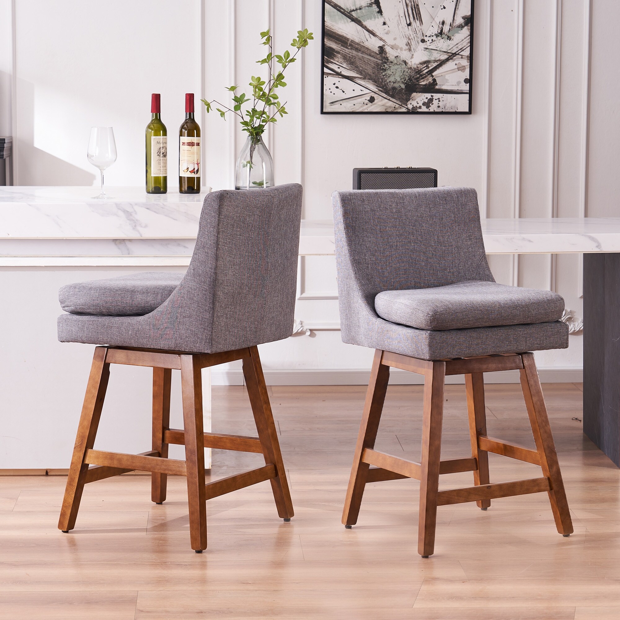High back shop grey bar stools