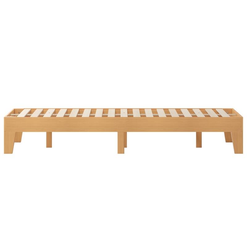 Wood Platform Bed with 14 Wooden Support Slats