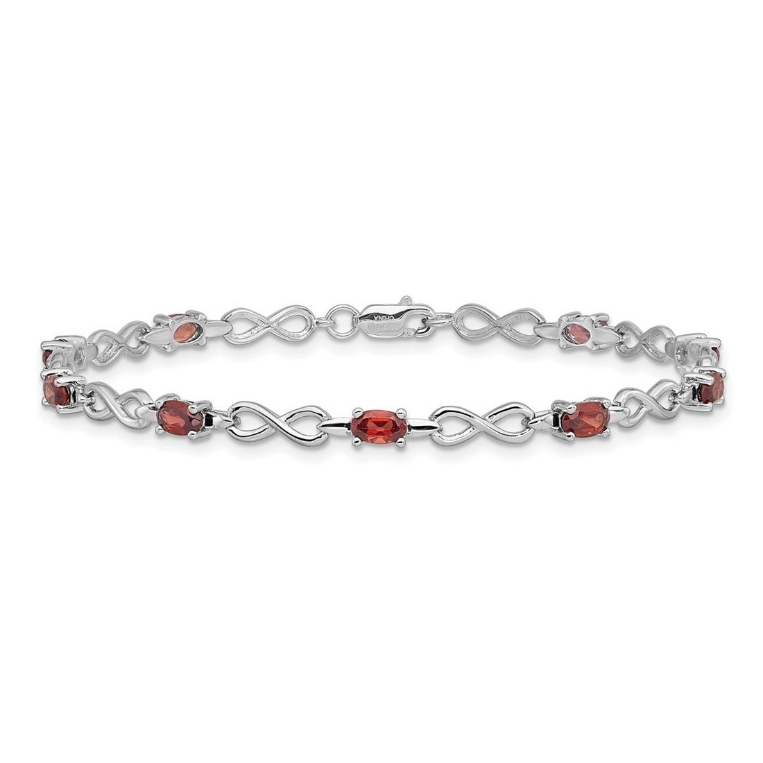Curata 925 Sterling Silver 7" 3mm Genuine Amethyst, Blue Topaz, Citrine or Garnet Infinity Bracelet