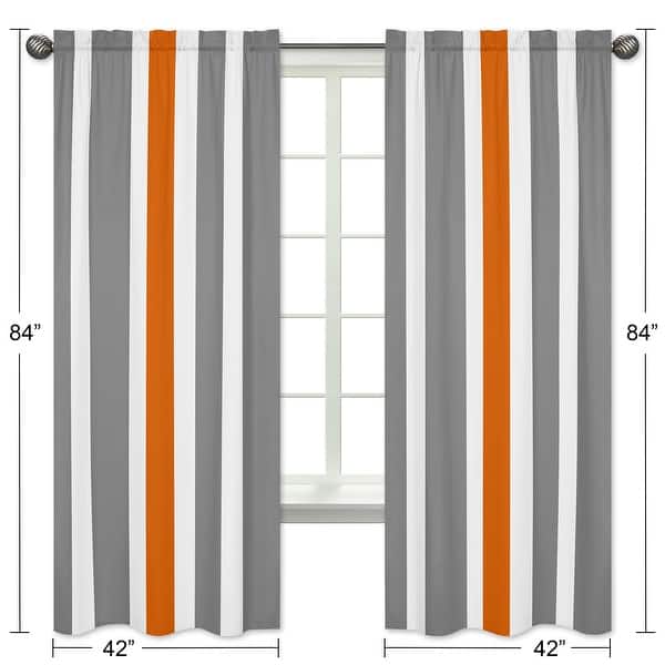 Sweet Jojo Designs Stripe Gray and Orange Collection Decorative Accent Throw Pillows | Set of 2