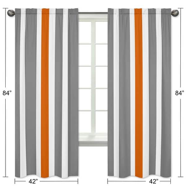 Sweet Jojo Designs Stripe Collection Gray and Orange Window Curtain Panels