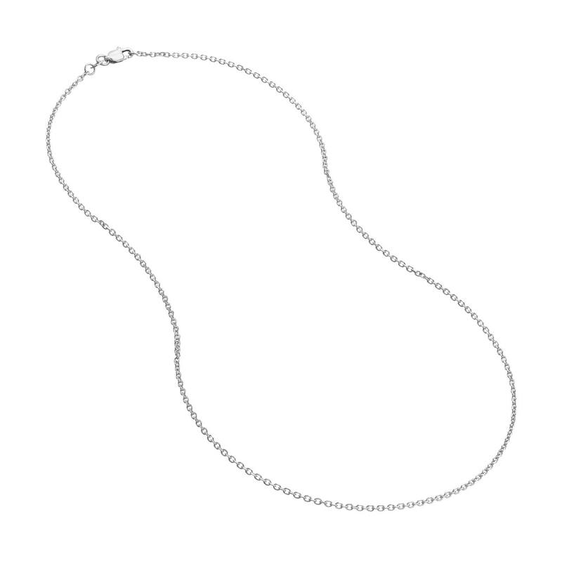Curata 14k White Gold 1.5mm Diamond Cut Cable Chain Necklace (Lobster)