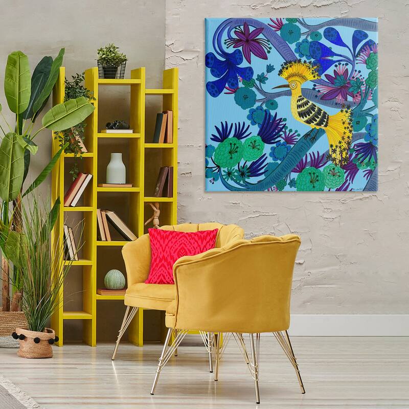 Stupell Whimsical Yellow Bird & Flowers Canvas Wall Art Design By Kay Widdowson