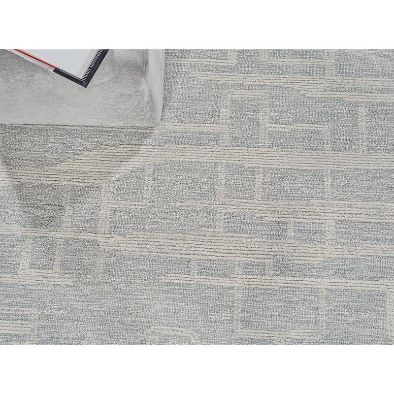 Exquisite Rugs Park City Handmade Hand-tufted New Zealand Wool on Canvas Light Gray/Ivory Area Rug