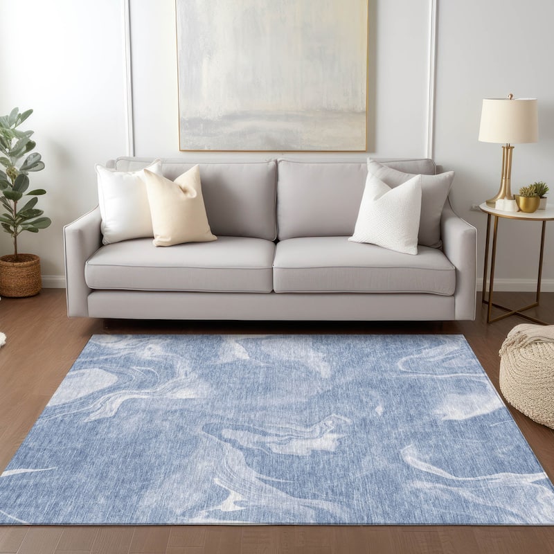 Machine Washable Indoor/ Outdoor Chantille Abstract Motion Rug