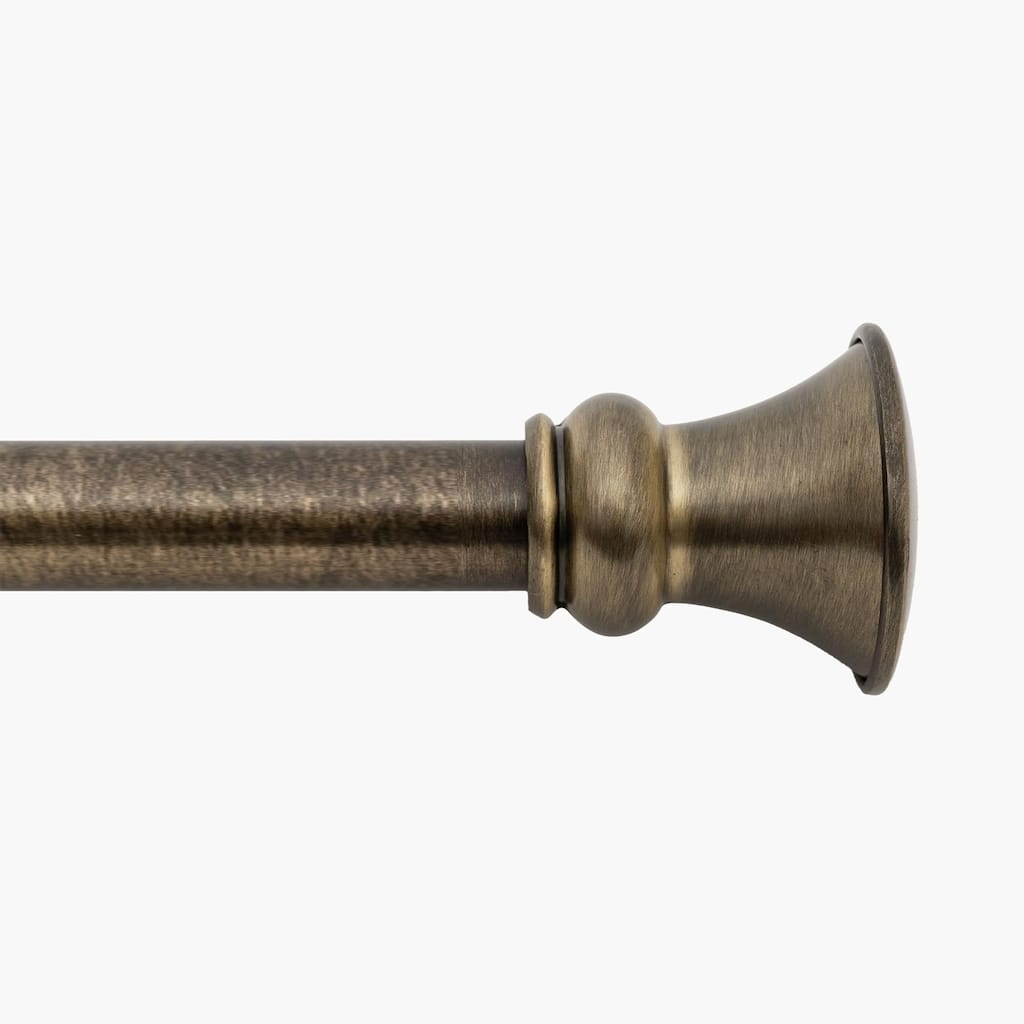 Deco Window 18-44 Inch Adjustable Curtain Rod, 1 Inch Metal Drapery Rod with Egyptian Finials, Antique Brass