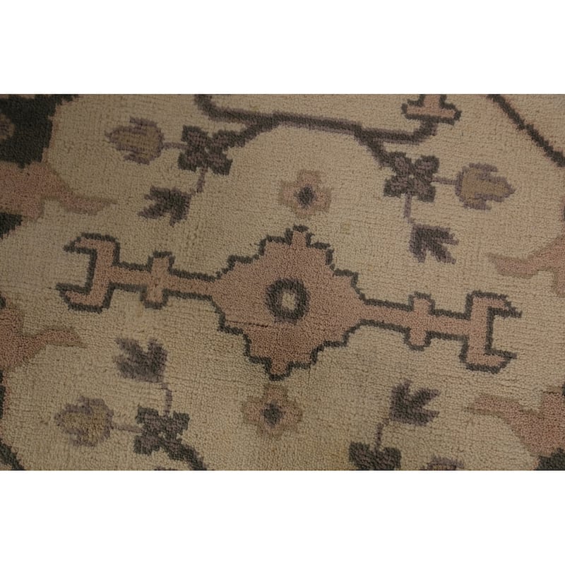 Earth Tone Oushak Indian Rug Hand-Knotted Wool Carpet - 8'0"x 9'9"
