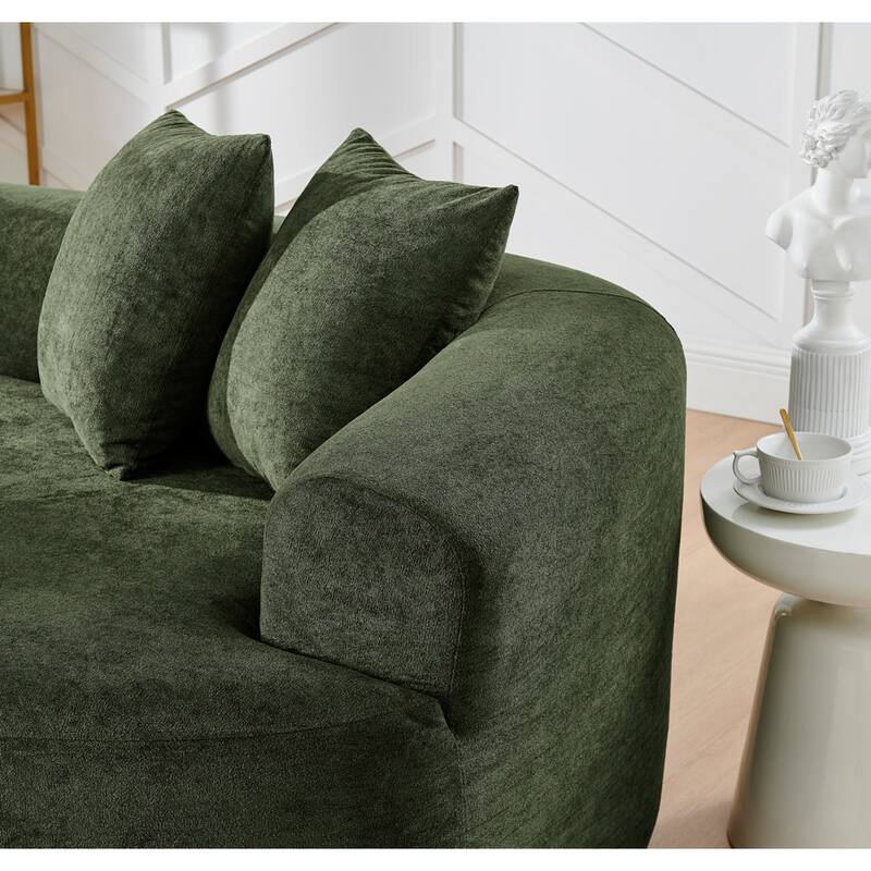 Roomfitters Modern Cloud 4-Seater Curved Sectional Sofa, Minimalist Compression Couch, Chenille