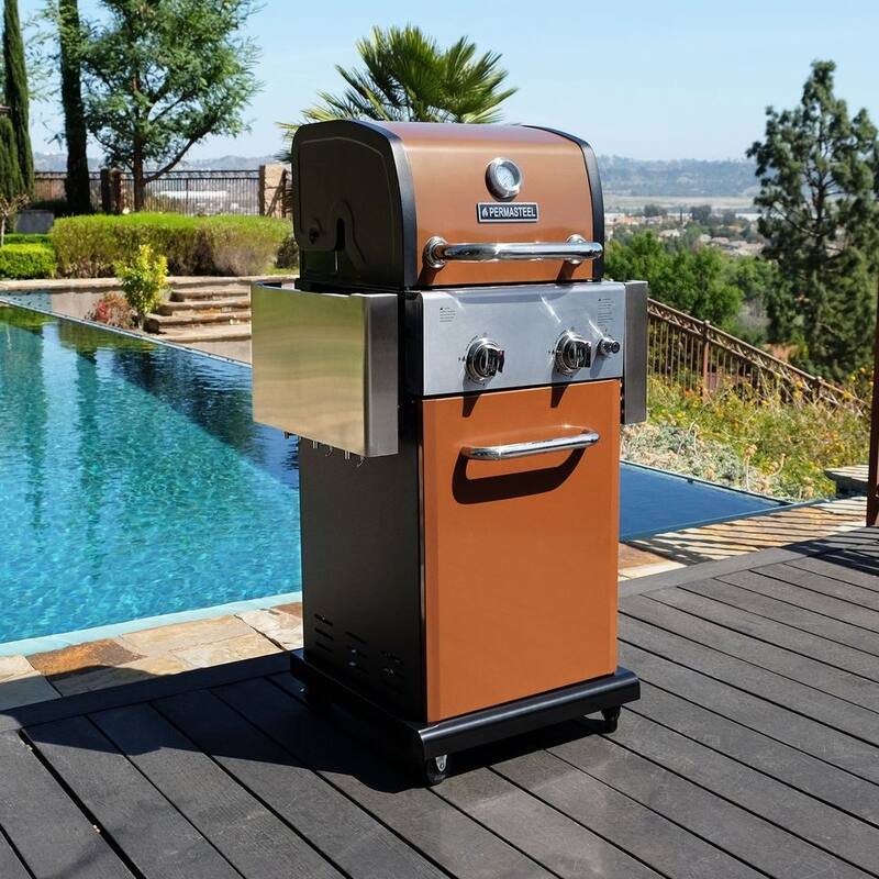Permasteel 2-Burner Propane Gas Grill with Foldable Side Shelves
