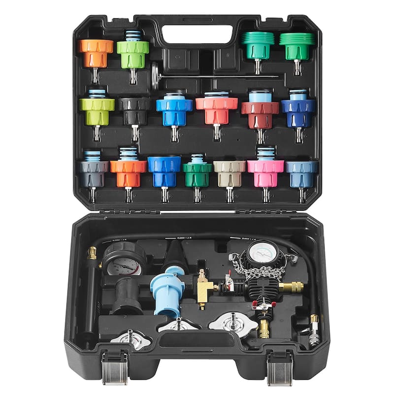 Universal Radiator Pressure Tester Kit, Coolant Pressure Tester Kit with Manual Pump and Color-coded Test Caps - 28 pcs