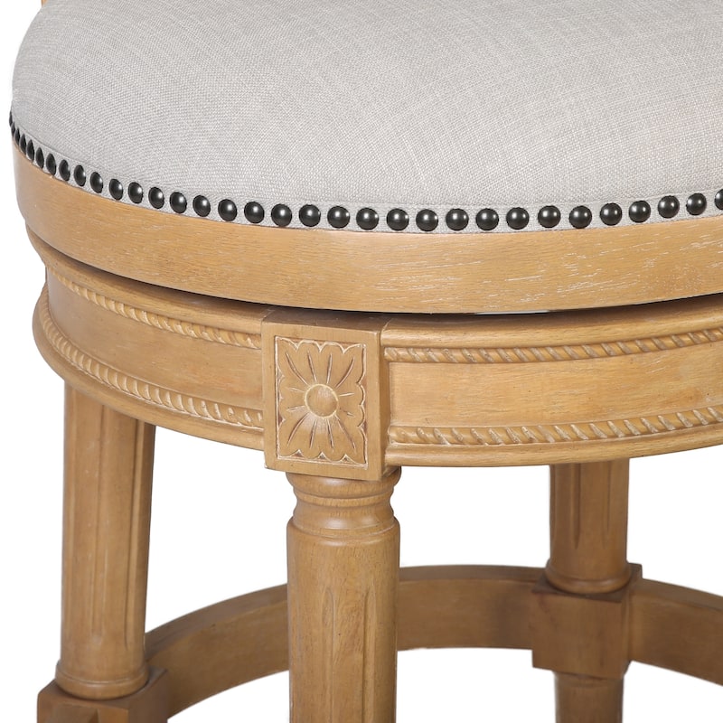 Copper Grove Rijssen Counter-Height Wood Swivel Stool, Faux Leather Seat