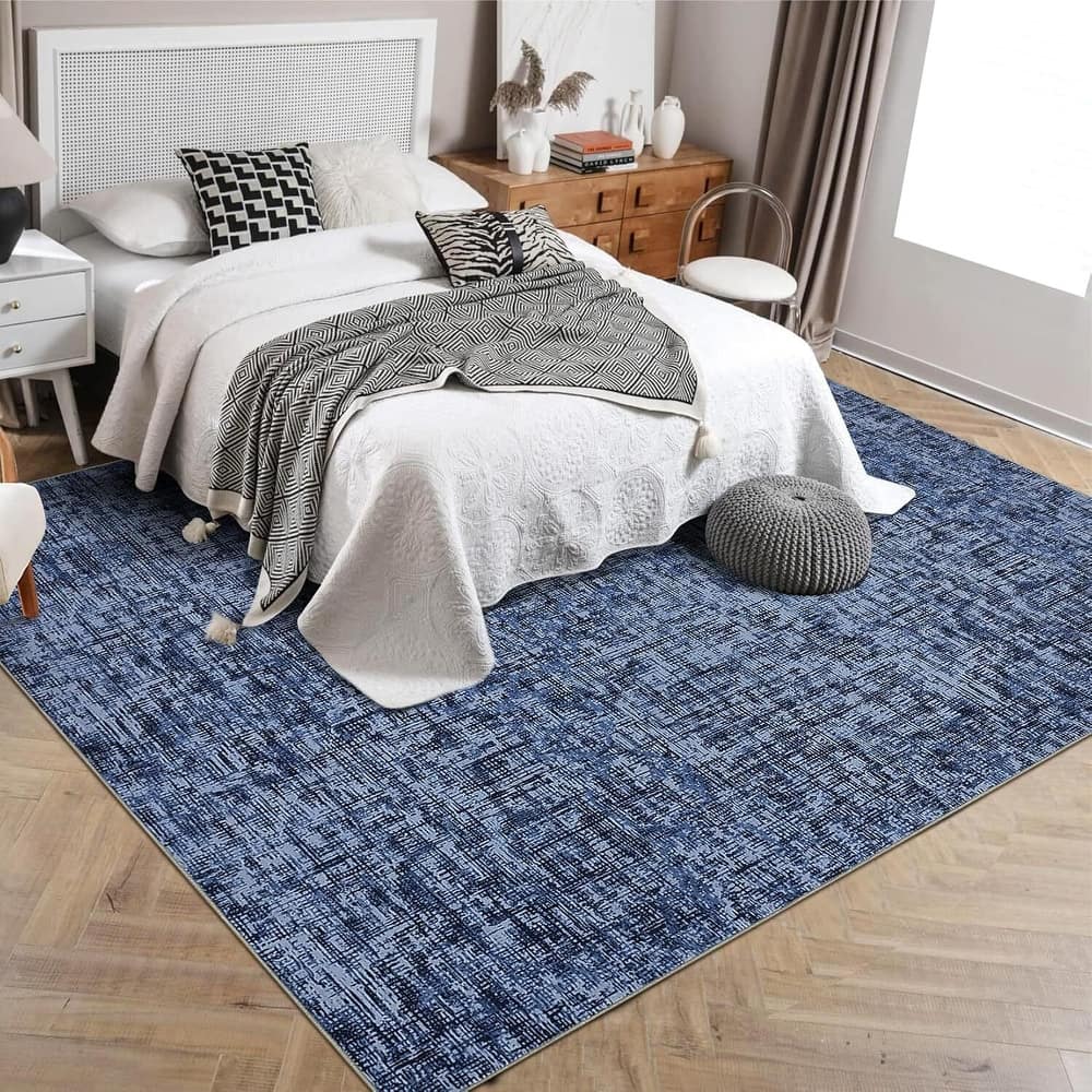 Modern Abstract Area Rug for Living Room, Throw Floor Carpet for Home Décor, Blue - 2' x 3'