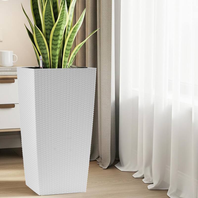 30" Tall Large Flower Pots Planter with Self-Watering Drainage Holes Inner Trays, Indoor Outdoor Plant Pot
