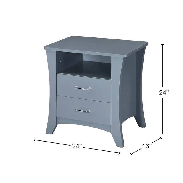 2-drawer Nightstand in Gray Finish