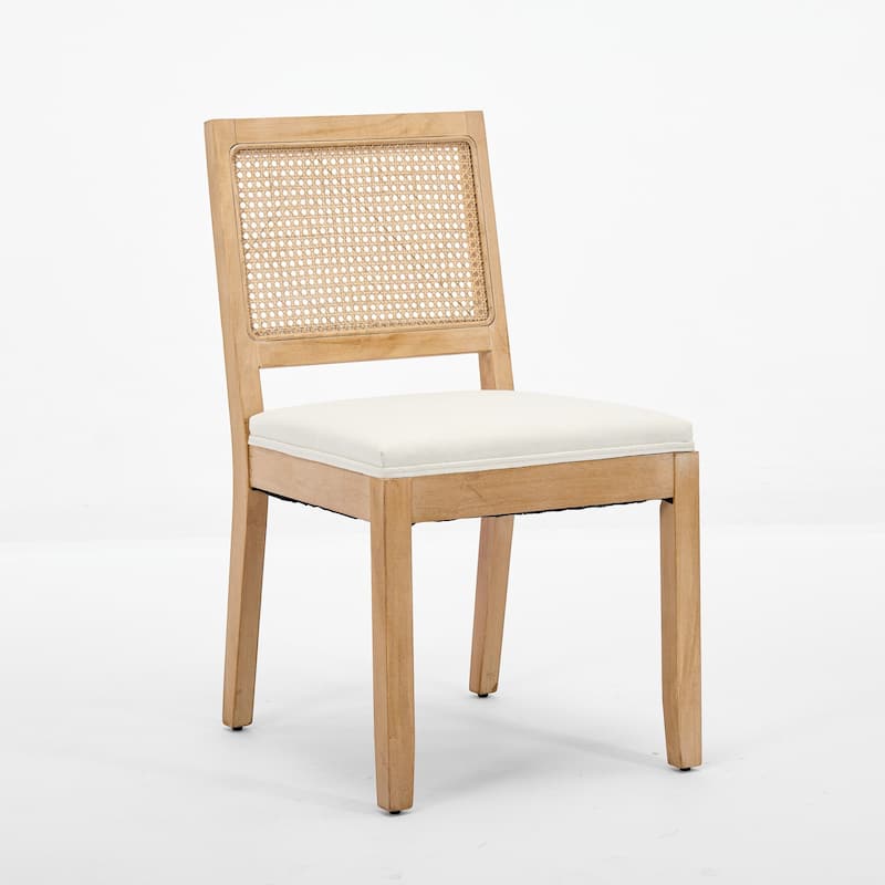 Farmhouse Rattan Dining Chairs Set of 2, Mid Century Modern Kitchen & Dining Room Chairs, Cane Upholstered Kitchen Side Chair