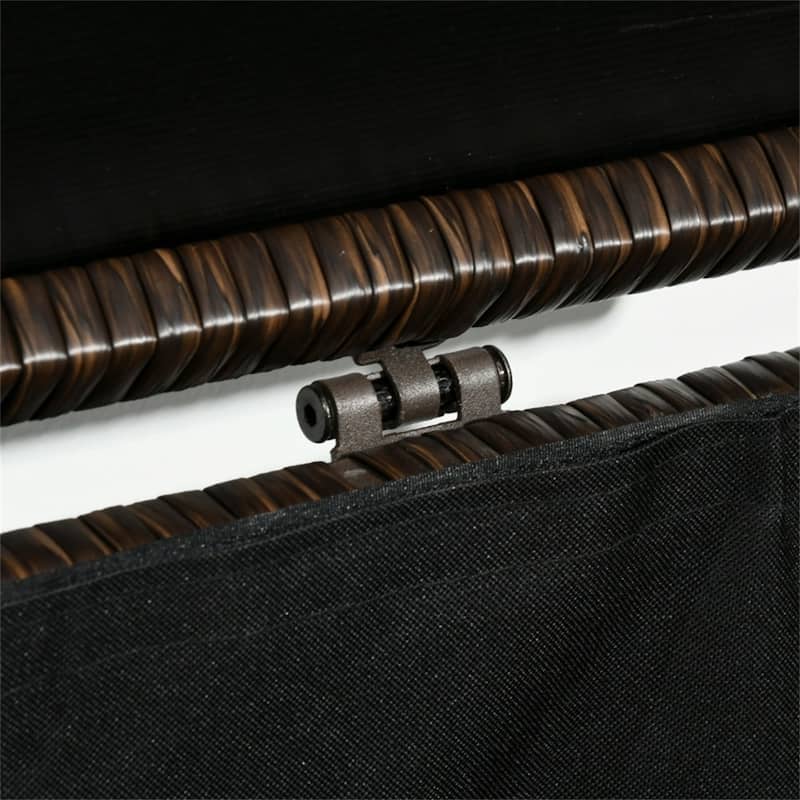 Outdoor Rattan Storage Box with Waterproof Liner 113 Gallon Capacity Steel Frame for Patio Deck or Backyard
