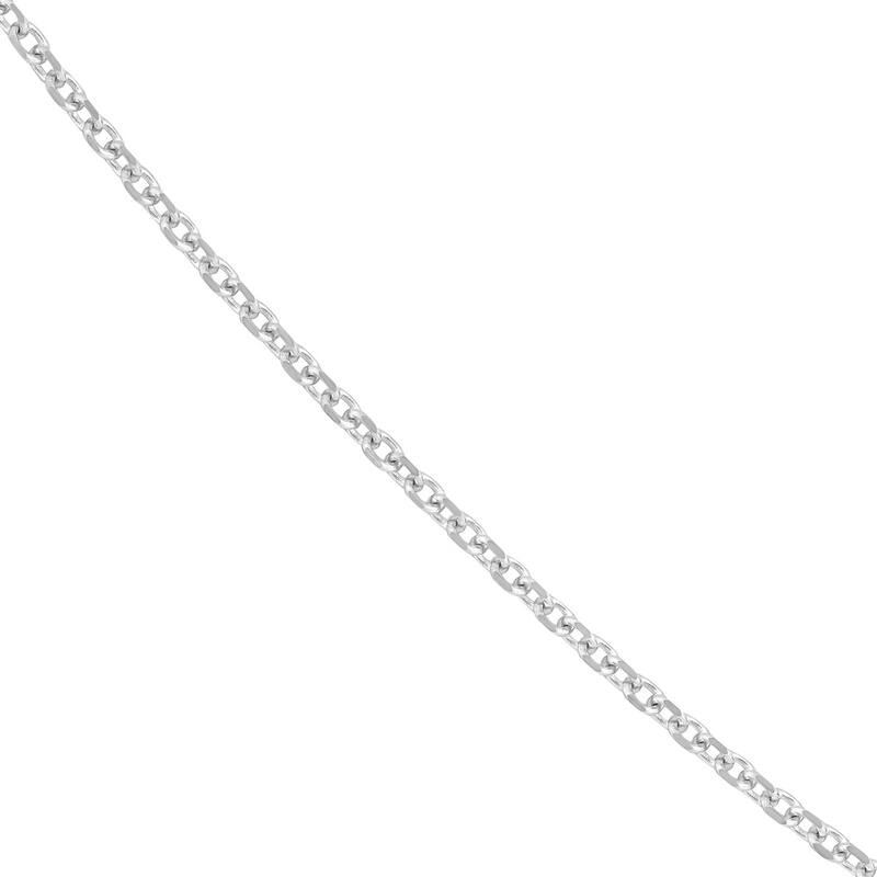 Curata 14k White Gold 1.5mm Diamond Cut Cable Chain Necklace (Lobster)