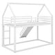 preview thumbnail 15 of 20, Twin over Twin Bunk Bed with Ladder and Slide, Black Metal Frame with High Guardrails, Playhouse Design for Fun and Safe Sleep