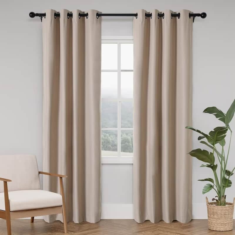 Soft Cotton Feel Twill Polyester 100% Blackout Grommet Pair (2 panels) - 52"Wx84"L - Taupe