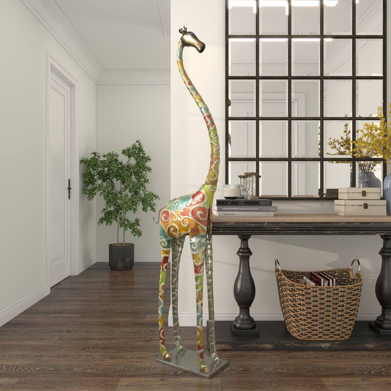 Vibrant Handmade Safari Animal Sculpture Collection - Wood or Metal Elephant & Giraffe for Indoor & Outdoor Decor