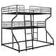 preview thumbnail 7 of 16, Full XL over Twin XL over Queen Size Triple Bunk Bed with Ladders, Black Metal Frame, Industrial Style