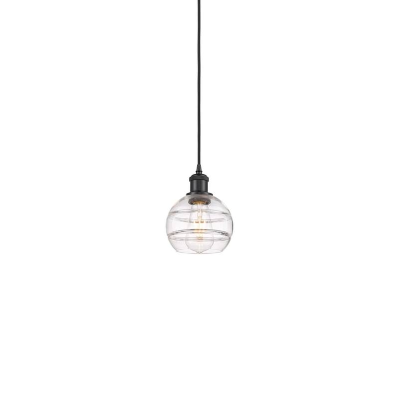 Innovations Lighting 516-1P-8-6 Rochester Pendant Rochester 6" Wide - Matte Black / Clear