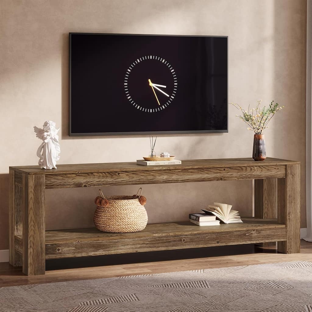 70.9-Inch Solid Wood TV Stand for Up to 85-Inch TVs, Entertainment Center for Living Room, Bedroom