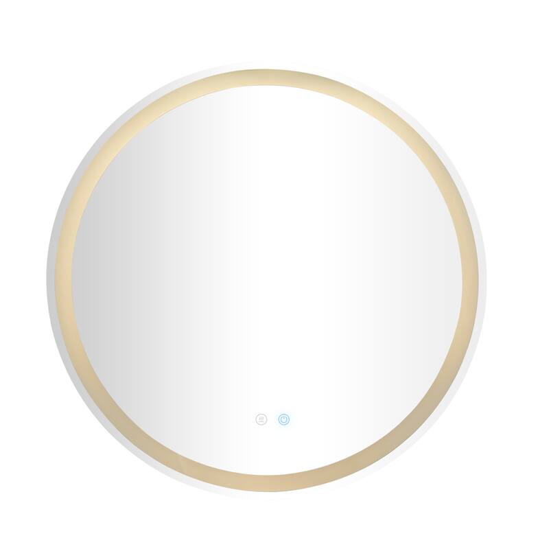 Silver Glass Room Anti Fog Mirror with LED Light - 32 x 1 x 32