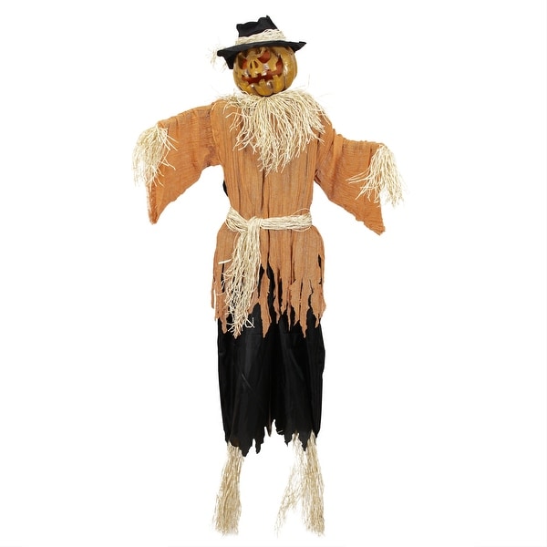 6' Animated Jack-o'-Lantern Scarecrow Halloween Decoration