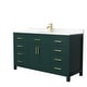 preview thumbnail 21 of 44, Beckett 60 Inch Single Vanity, Cultured Marble Top Green, Gold Trim, Carrara Cultured Marble Top