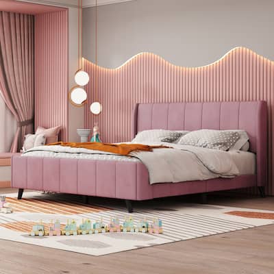 Modern Upholstered Platform Bed Twin/Full/Queen, Velvet with Storage Space