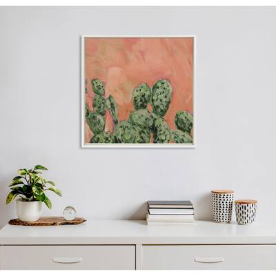 Kate and Laurel Sylvie Cactus Framed Canvas by Emily Kenney
