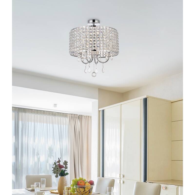 Esther 17 inch Flush Mount Chandelier - Chrome