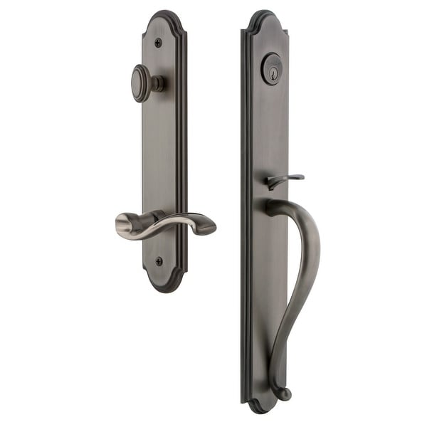 Grandeur ARCSGRPRT_ESET_238_RH Arc Solid Brass Rose Right Handed Keyed Entry Single Cylinder Full Plate "S" Grip Handleset with