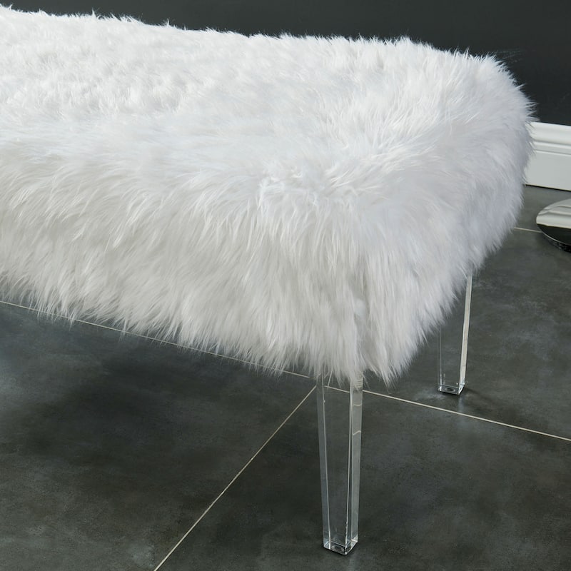 Andral Contemporary Faux Fur Upholstery Entryway Bench by Silver Orchid
