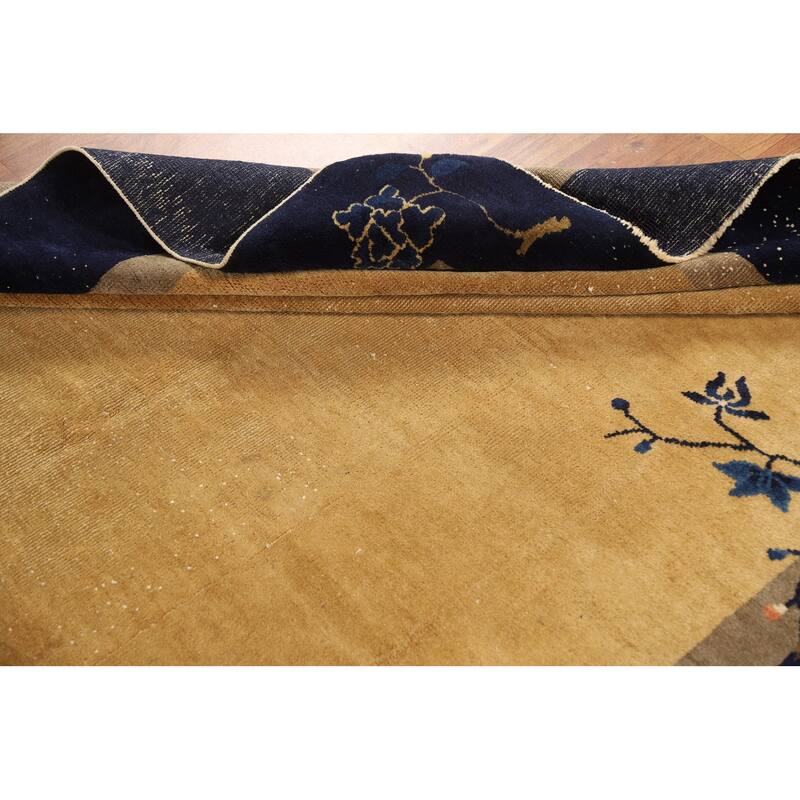 Vegetable Dye Art Deco Chinese Vintage Rug Hand-Knotted Wool Carpet - 6'0"x 11'8"