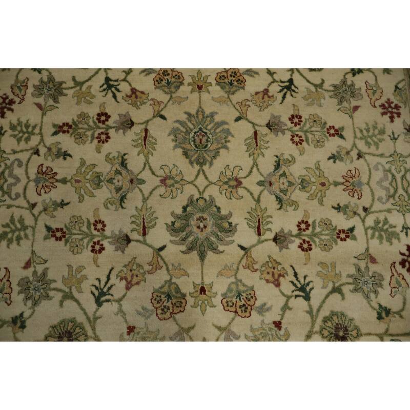 Hand Knotted Oriental 100% Wool Carpet Traditional All-Over Beige & Ivories Ziegler Area Rug - 9' 5'' X 6' 2''