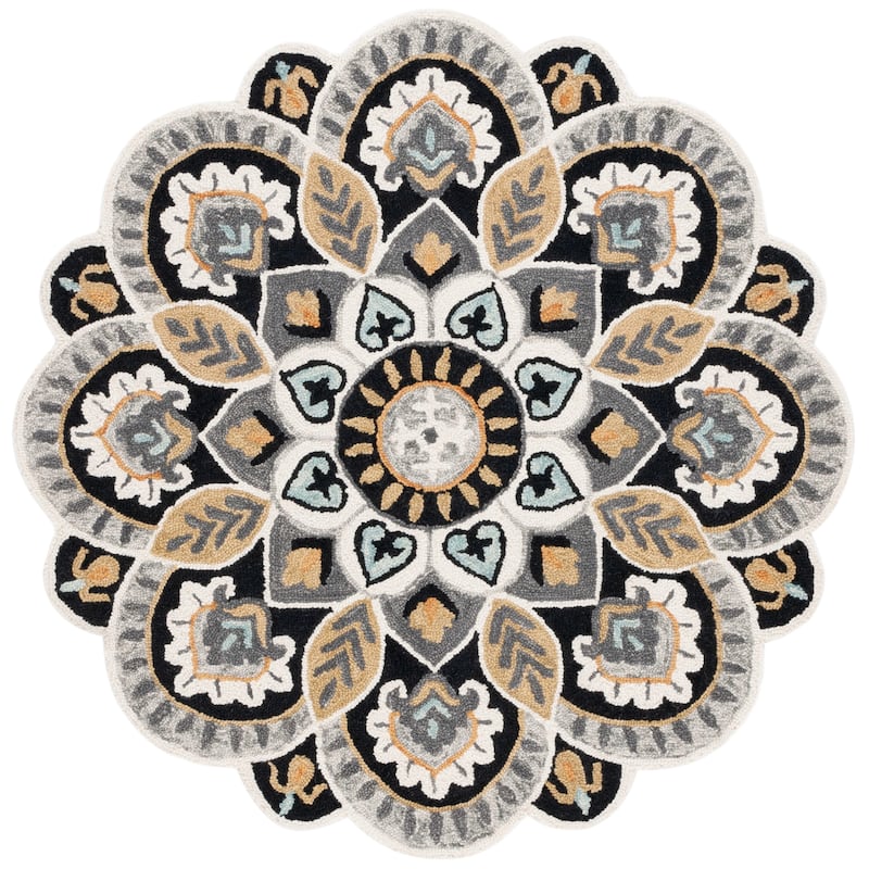 SAFAVIEH Handmade Novelty Urtza Ornate Flower Wool Rug